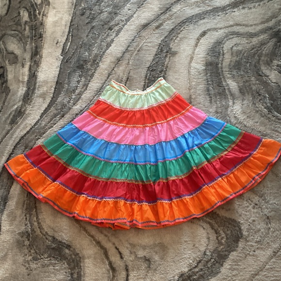 Two Twin Style Striped w printed ribbon accents flared Midi Skirt Asian size XL - Picture 5 of 8